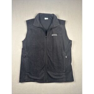 Columbia Steens Mountain Fleece Vest Mens Medium Black Full Zip Pocket Outdoor